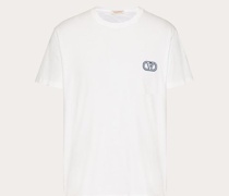 Valentino T-SHIRT aus BAUMWOLLE mit VLOGO SIGNATURE-APPLIKATION Mann
