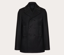 VALENTINO Black Untitled Cabanjacke aus Wollstoff mit Nieten