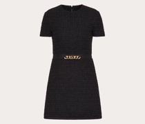 VALENTINO Kurzes Kleid mit Vlogo Chain aus Wool Tweed