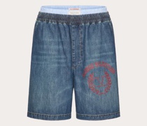 Valentino SHORTS aus DENIM CHAMBRAY mit MAISON  LOGO-AUFDRUCK Mann