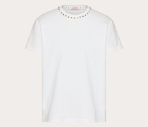 Valentino T-SHIRT aus BAUMWOLLE mit RUNDHALSAUSSCHNITT und BLACK UNTITLED-NIETEN Mann  L
