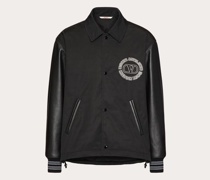 Valentino SPORTJACKE aus NYLON mit LEDERÄRMELN und -APPLIKATIONEN Mann