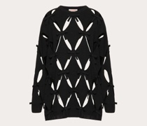 Valentino WOLLPULLOVER mit CUT-OUT-RAUTEN und SCHLEIFEN-APPLIKATIONEN Frau  L