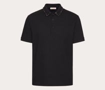 Valentino POLOSHIRT aus BAUMWOLL-PIQUÉ mit BLACK UNTITLED-NIETEN Mann