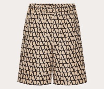 VALENTINO Bermudashorts aus Seidenfaille mit Durchgehendem Toile Iconographe-aufdruck