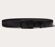 Valentino Garavani VLOGO SIGNATURE GÜRTEL aus glänzendem KALBSLEDER,  MM Frau  05