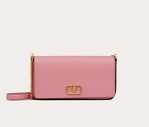 VALENTINO GARAVANI Vlogo Signature Pochette aus Genarbtem Kalbsleder mit Kette