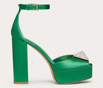 VALENTINO GARAVANI One Stud Peeptoe-pumps aus Satin mit Stud und Kristallen, 120