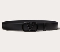 Valentino Garavani VLOGO SIGNATURE GÜRTEL aus glänzendem KALBSLEDER,  MM Frau  00