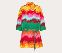 VALENTINO Hemdkleid aus Crepe De Chine mit  Waves Multicolor-druck