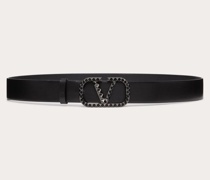 Valentino Garavani GÜRTEL VLOGO SIGNATURE aus gekörntem KALBSLEDER  MM Mann  0