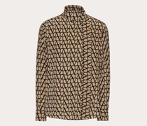 VALENTINO Seidenhemd mit Krawatte und Durchgehendem Toile Iconographe-aufdruck