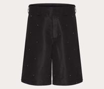 VALENTINO Bermudas aus Seidenfaille mit Durchgehendem Rockstud Spike