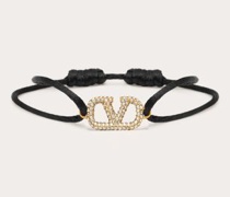 Valentino Garavani ARMBAND „VLOGO SIGNATURE“ aus BAUMWOLLE mit SWAROVSKI®-KRISTALLEN Frau  UNI