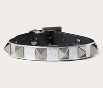 VALENTINO GARAVANI Armband Rockstud aus Leder und Nieten mit Silber-finish in Antikoptik