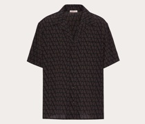 VALENTINO Kurzärmliges Seidenhemd mit Durchgehendem Toile Iconographe-druck