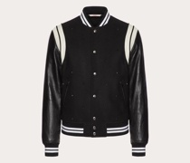 Valentino BOMBERJACKE aus WOLLSTOFF und LEDER mit DURCHGEHENDEM ROCKSTUD SPIKE Mann