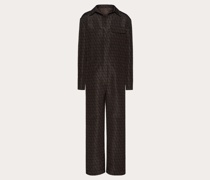 VALENTINO Jumpsuit aus Seidenfaille mit Durchgehendem Toile Iconographe-aufdruck