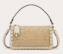 Valentino Garavani KLEINE ROCKSTUD SCHULTERTASCHE aus BOUCLÉ RAFFIA Frau  UNI