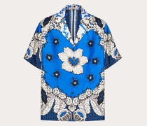 VALENTINO Bowlinghemd aus Seidentwill mit Valentino Bandana Flower-aufdruck