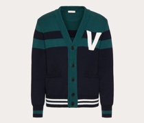 Valentino CARDIGAN aus BAUMWOLLE mit GESTICKTER V LOGO-APPLIKATION Mann  M