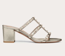 VALENTINO GARAVANI Slider-sandalen Rockstud aus Metallic-kalbsleder mitMm-absatz