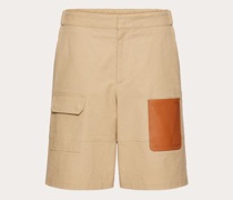 Valentino BAUMWOLLBERMUDAS mit LEDERTASCHE und VLOGO SIGNATURE-PRÄGUNG Mann