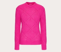 VALENTINO Rundhalspullover aus Wolle mit Geometrischem Muster S