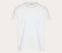 Valentino T-SHIRT aus BAUMWOLLE mit RUNDHALSAUSSCHNITT und BLACK UNTITLED-NIETEN Mann