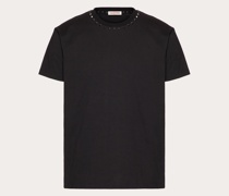 VALENTINO T-shirt aus Baumwolle mit Rundhalsausschnitt und Black Untitled-nieten XS