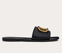 VALENTINO GARAVANI Slider-sandalen Vlogo Signature aus gekörntem Rindsleder mit Accessoire