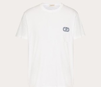 Valentino T-SHIRT aus BAUMWOLLE mit VLOGO SIGNATURE-APPLIKATION Mann