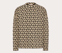 Valentino RUNDHALSPULLOVER aus WOLLE mit TOILE ICONOGRAPHE-MUSTER Mann  L