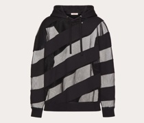 Valentino KAPUZENPULLOVER aus BAUMWOLLE mit LARGE STRHYPE-EINSÄTZEN aus NYLONTÜLL Mann  L