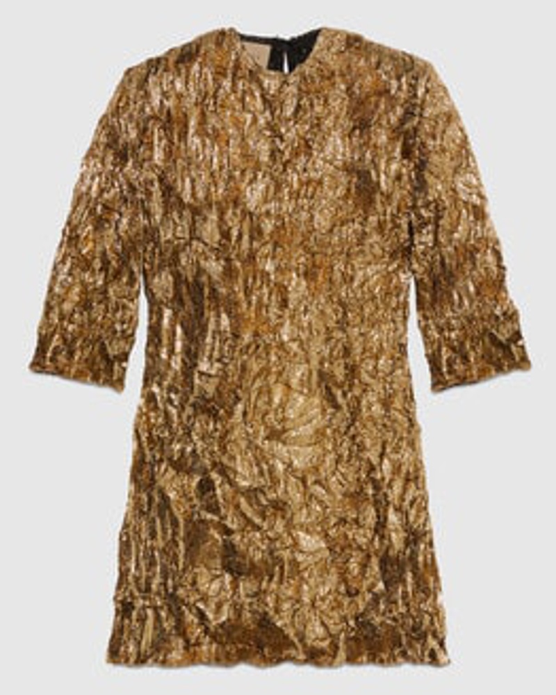 Gucci Damen Minikleid Aus Lurex Mit Knittereffekt