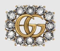 Doppel G Brosche Aus Metall Mit Kristallen