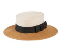 Hut mit Stroheffekt, breiter Krempe und Schleife