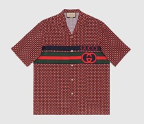 Bowling-Shirt Mit Geometrischem Hahnentrittmuster-Print