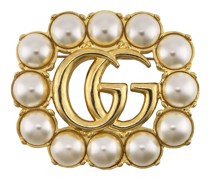 Doppel G Brosche mit Perlen