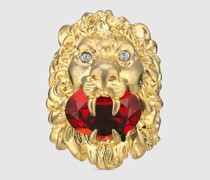 Löwenkopf-Ring Mit Kristall