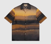 Bowling-Shirt Aus Seidentwill Mit Sonnenuntergang-Motiv