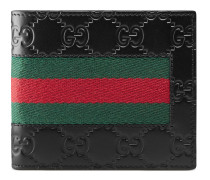 Brieftasche aus Gucci Signature Leder mit Webstreifen