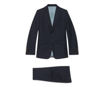 Anzug aus Wolle mit gerader Passform, Punkten und G