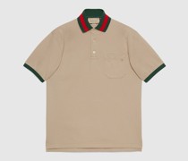 Poloshirt Aus Baumwoll-Piqué Mit Web Am Kragen
