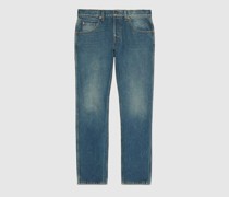Schmal Zulaufende Hose Aus Gewaschenem Denim