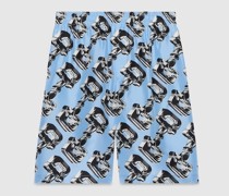 Shorts Aus Seide Mit Horsebit-Print Und 3D-Glaseffekt