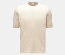 Feinstrick-Kurzarmpullover beige