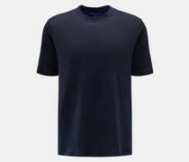 Leinen Rundhals-T-Shirt navy