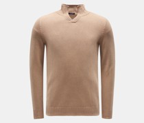 V-Ausschnitt-Pullover hellbraun