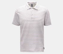 Frottee-Poloshirt 'Terry Stripe Polo' grau/weiß gestreift